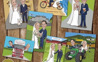 Caricature wedding invitation sample packs