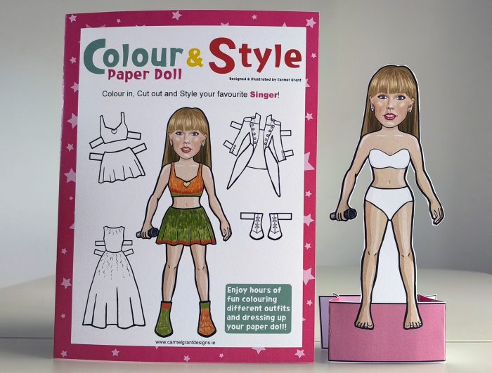 Taylor Colour & Style cut out paper doll book by Carmel Grant Designs.