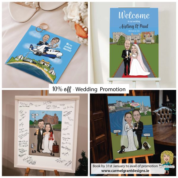 Enjoy 10% Off Carmel Grant’s Unique Wedding Caricatures This January.