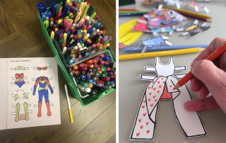 Colouring in outfits and accessories for the Colour & Style paper doll books