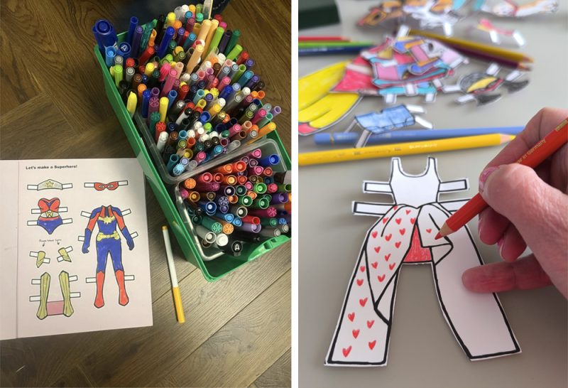 Colouring in outfits and accessories for the Colour & Style paper doll books