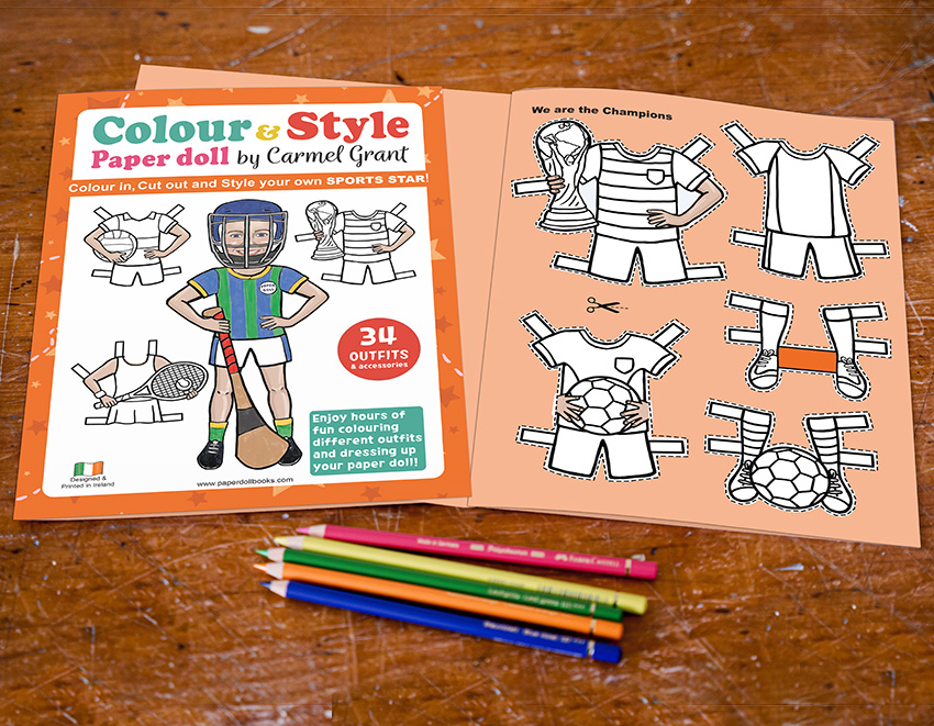 Sports star paper doll book open photo